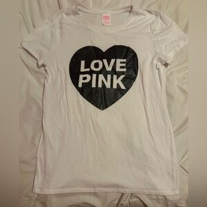 Victoria’s Secret PINK Love Pink Glitter Heart Graphic T-Shirt